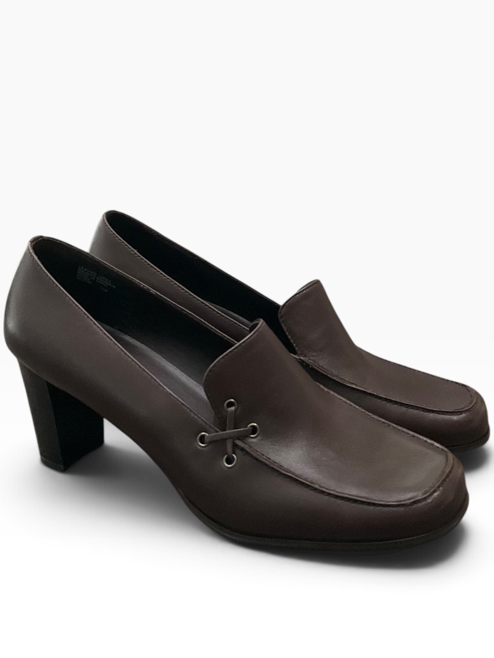 Studio Works Women's Valerie Mink Pump Dark Brown Leather Block Heel Size 10 NWT